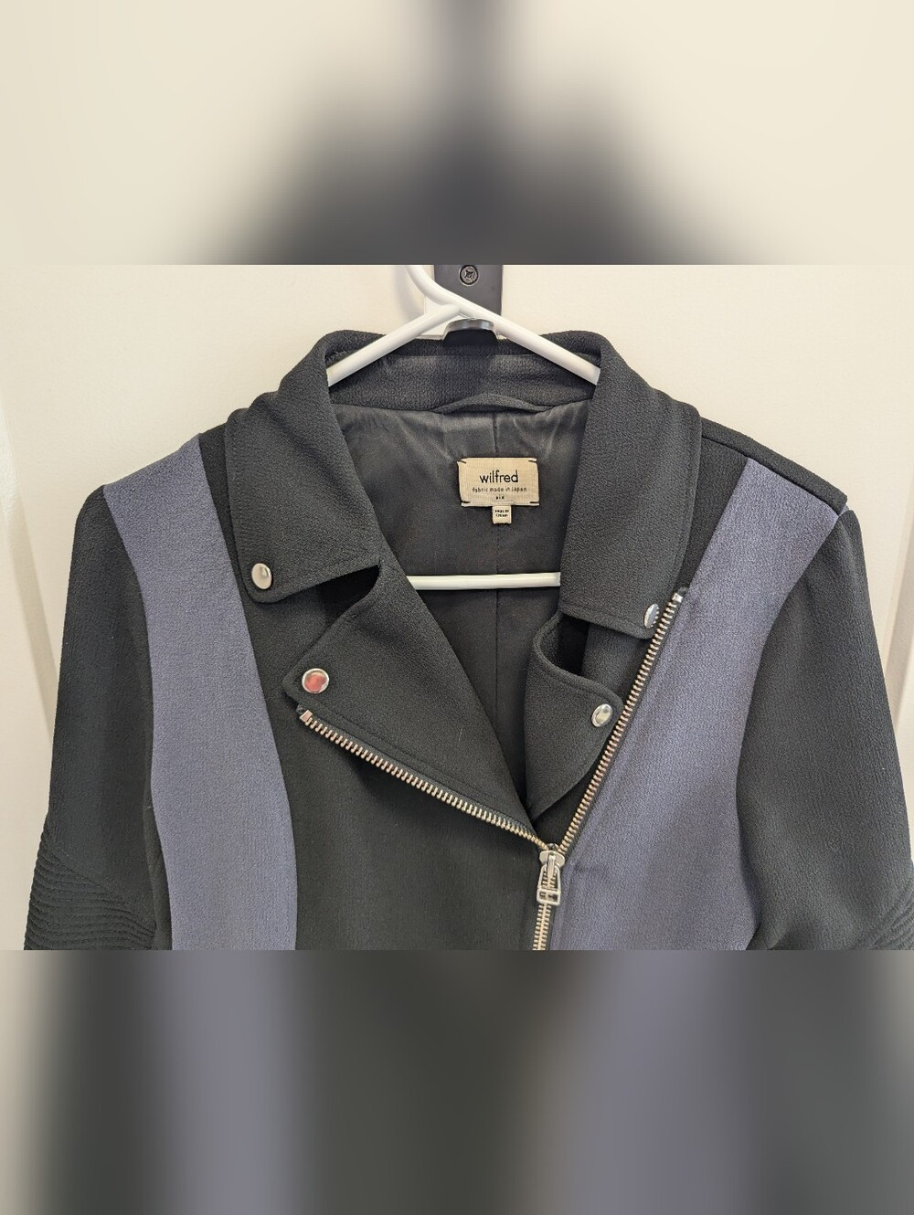 Wilfred Cropped Moto Jacket Black & Grey - Picture 3 of 9
